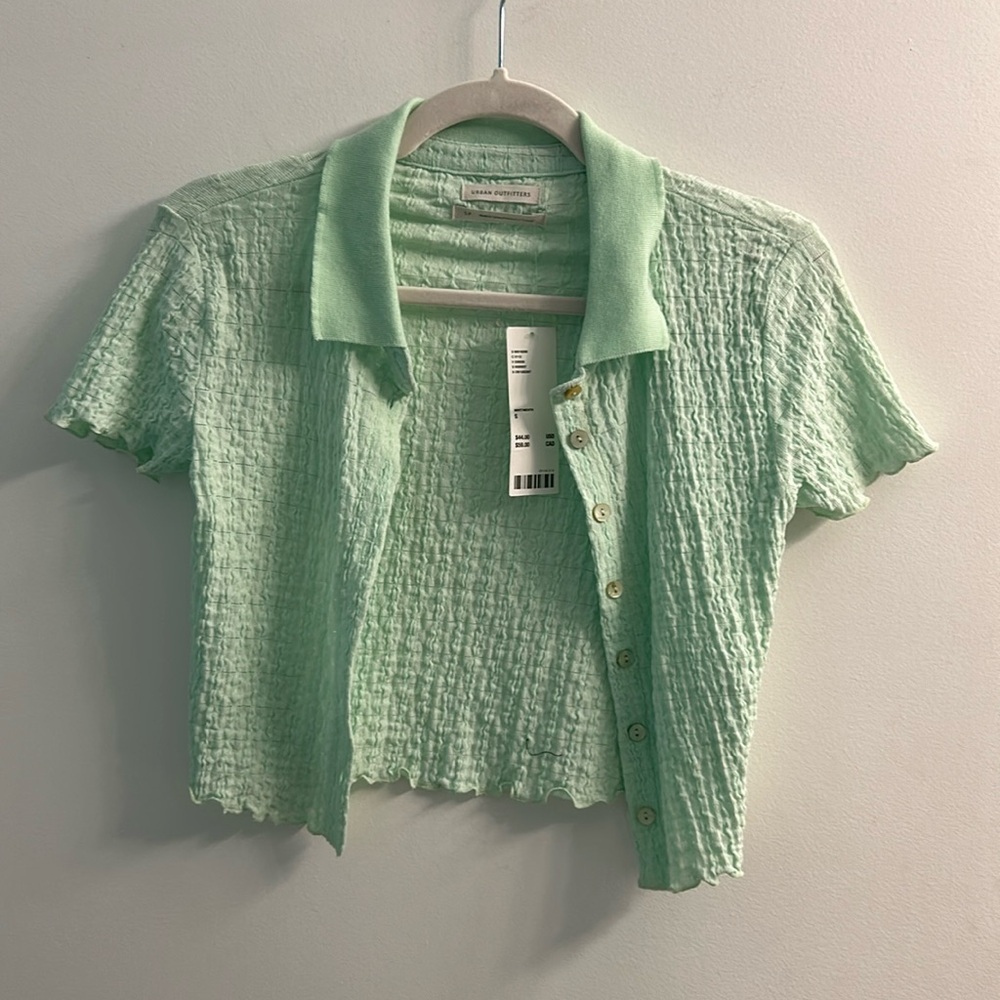 NWT urban outfitters button up crop mint color